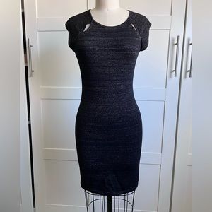 Express black and metallic knit mini bodycon dress sz S